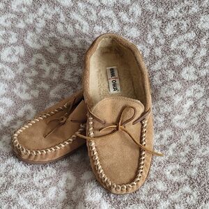 Minnetonka Brown Suede Moccasins with Bow